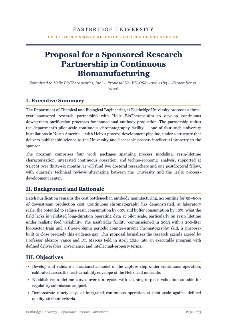 Collegiate navy academic business proposal